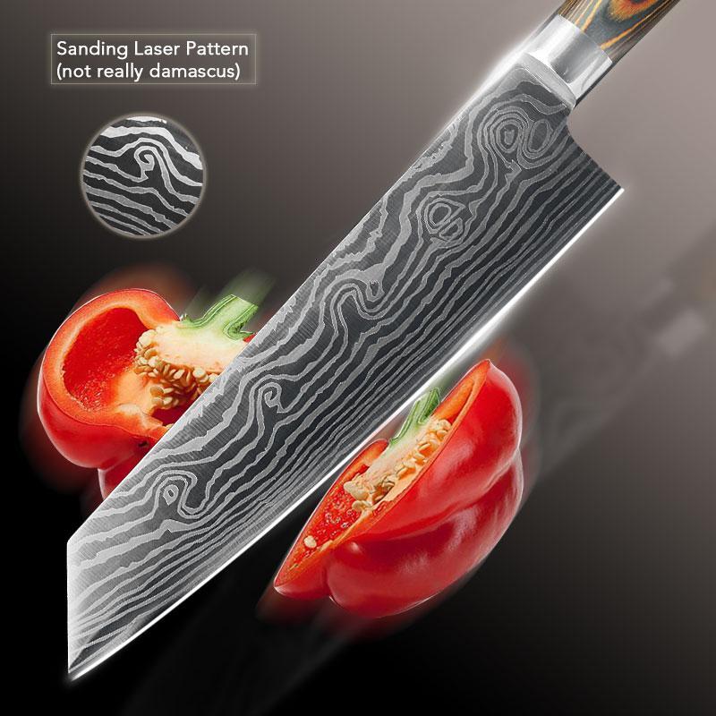 damascus japanese cooking knife set