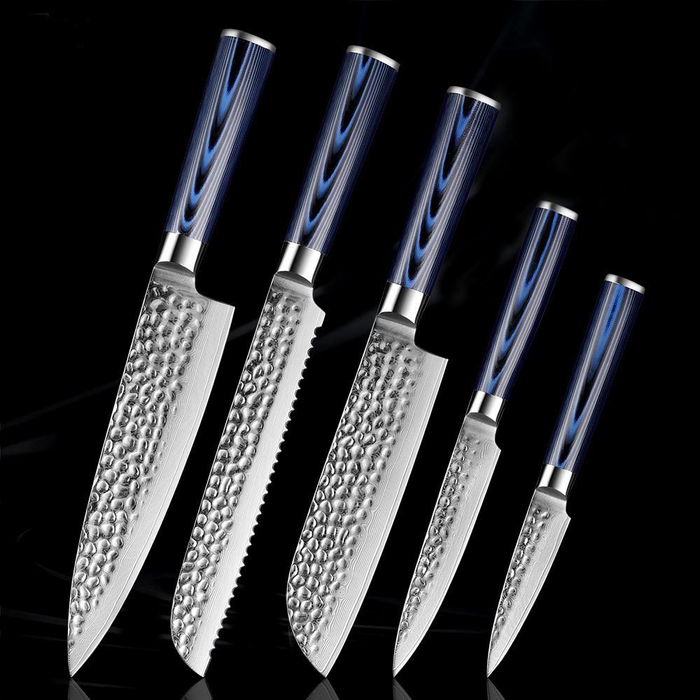 5-Piece Kitchen Knife Set, VG10 Damascus Chef Knife Set - Letcase