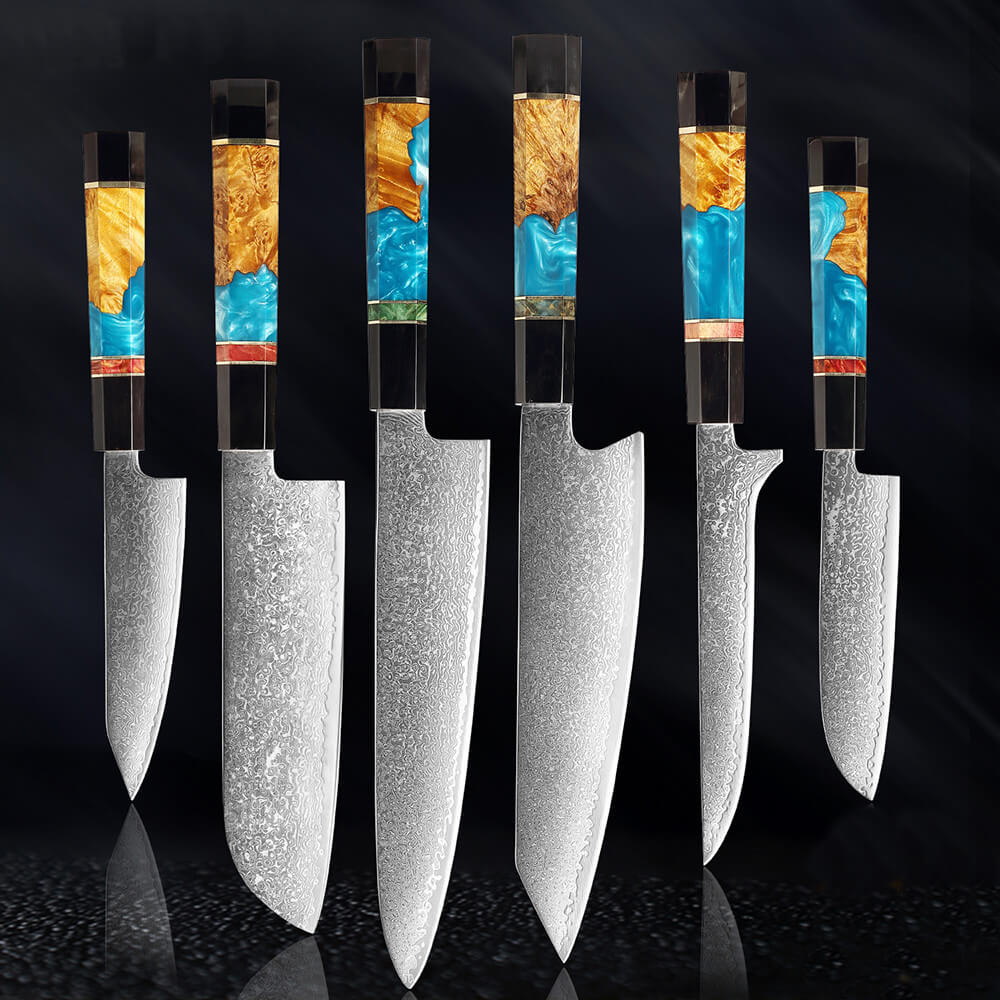 6-Piece Chef Knives Set, 67-Layer Damascus VG10 Steel - Letcase