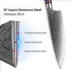 6-Piece Damascus Chef Knife Set With Honeycomb Resin Handle - Letcase