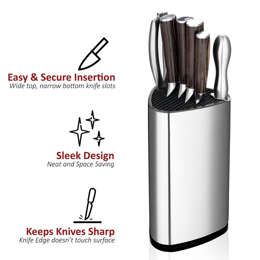 6 Piece Kitchen Knife Set With Block and Sharpener - Letcase