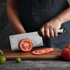 Damascus Knife Set With Block - Chinese Meat Cleaver