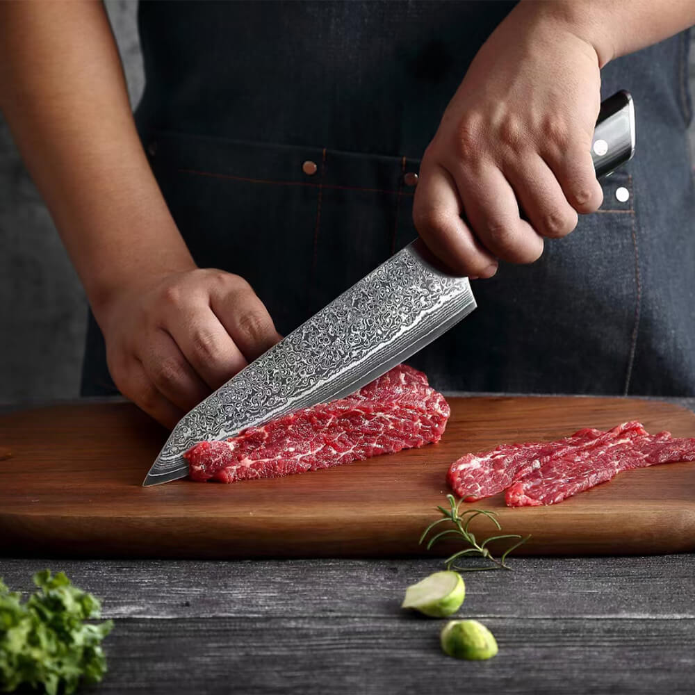 Damascus Knife Set With Block - Chef Knives