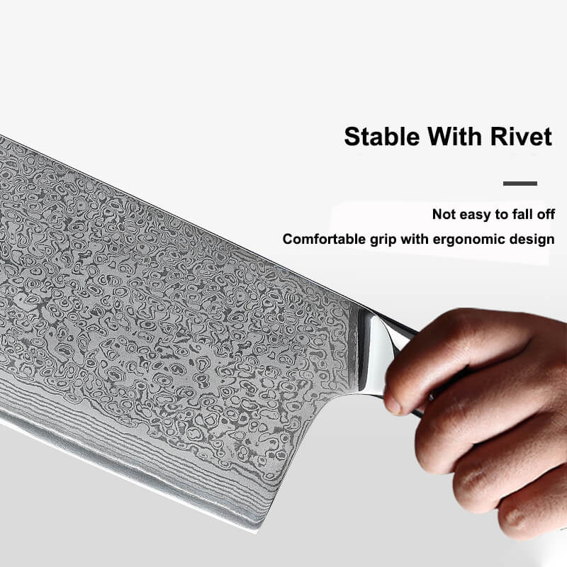 Damascus Knife Set With Block - Handle
