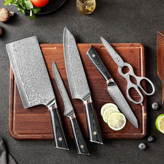 Damascus Knife Set With Block - All Complete Knife Set