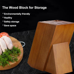 Damascus Knife Set With Block - Knife Block