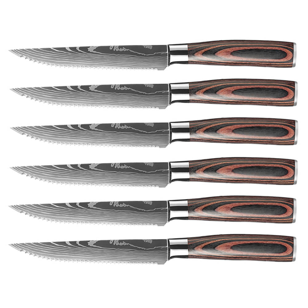 Yatoshi Knives 7 Piece High Carbon Stainless Steel Knife Block Set