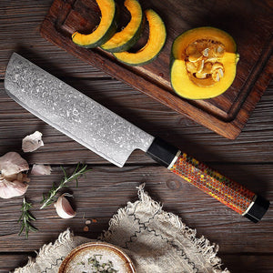 7 Inch Nakiri Knife VG10 67 Layers Japanese Damascus Steel Kitchen Knife - Letcase