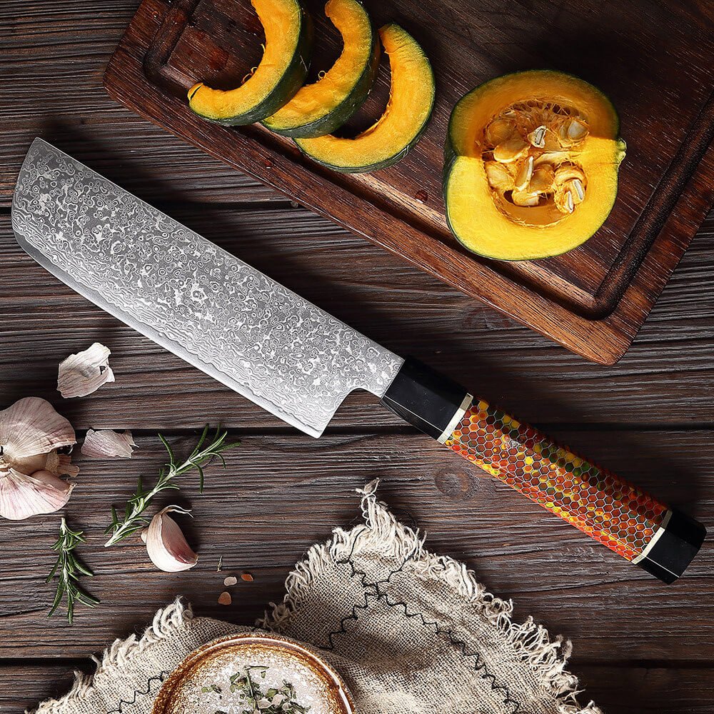 7 Inch Nakiri Knife VG10 67 Layers Japanese Damascus Steel Kitchen Knife - Letcase