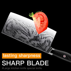 7“ Japanese Cleaver Knife,Aus-10 Steel Core, Full Tang Handle - Letcase