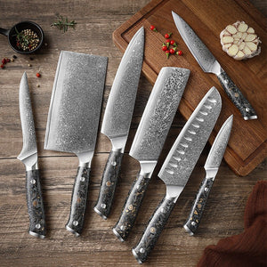7-Piece Damascus Kitchen Knives Set - Letcase