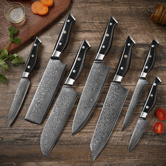 7-Piece Damascus Knife Set With VG10 Steel Core - Letcase