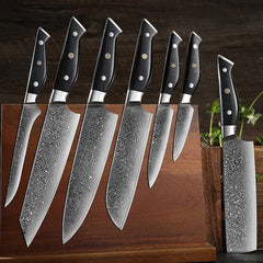 7-Piece Damascus Knife Set With VG10 Steel Core - Letcase