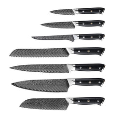 7-Piece Hand Forged Damascus Chef Knife Set - Letcase