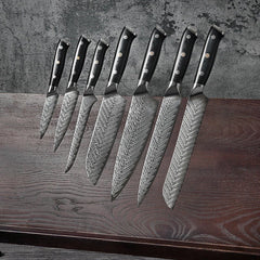 7-Piece Hand Forged Damascus Chef Knife Set - Letcase