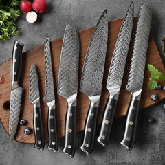 7-Piece Hand Forged Damascus Chef Knife Set - Letcase