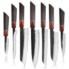 7 Piece Handmade Kitchen Knives Set With Ebony handle - Letcase