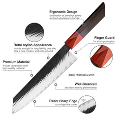 7 Piece Handmade Kitchen Knives Set With Ebony handle - Letcase