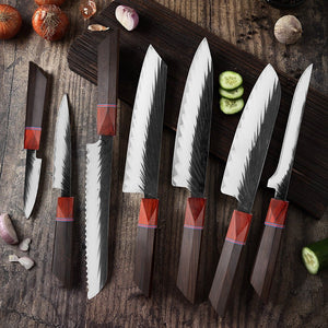 7 Piece Handmade Kitchen Knives Set With Ebony handle - Letcase