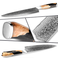 7 Piece Japanese Damascus Steel Chef Knife Set - Letcase