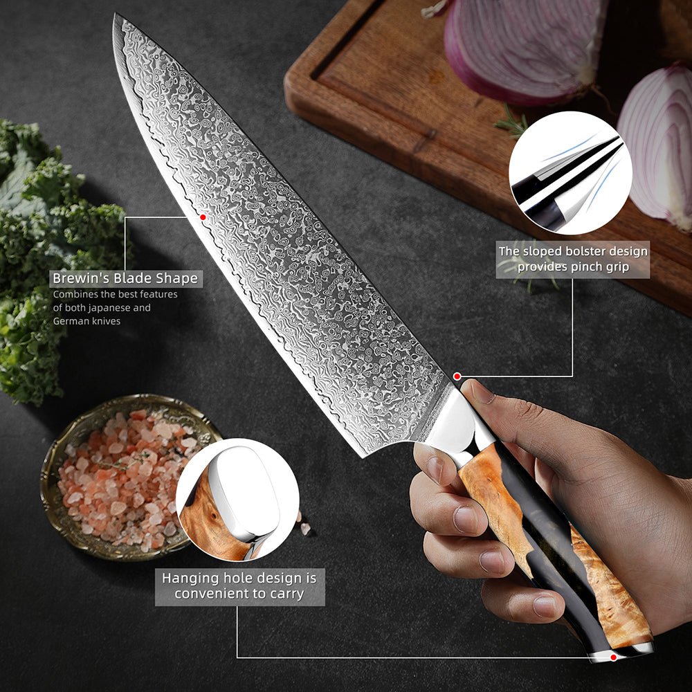 7 Piece Japanese Damascus Steel Chef Knife Set - Letcase