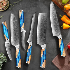 7 Piece Japanese VG10 Damascus Chef Knife Set - Letcase