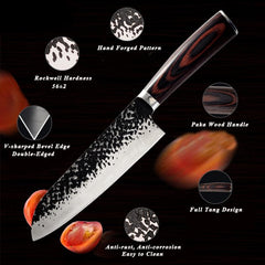7 Pieces Cooking Knife Set, Hand Forged Kitchen Knives Set - Letcase