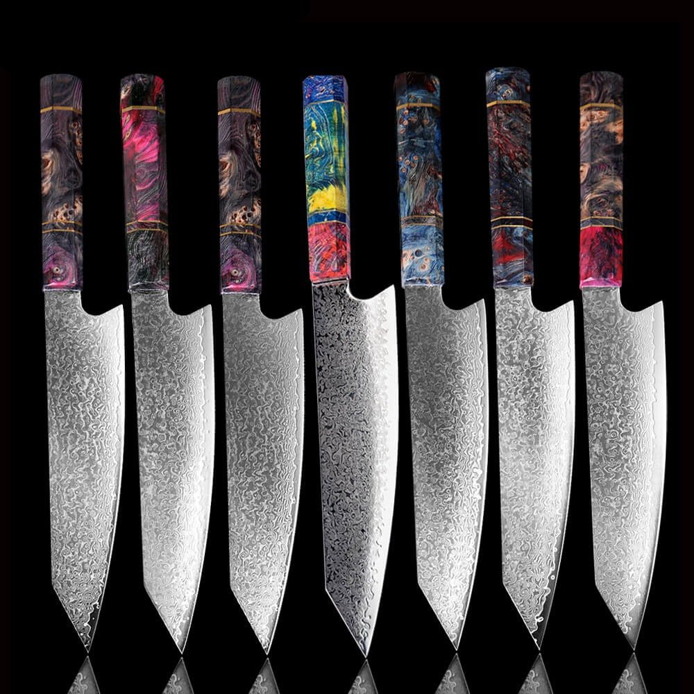 Chef Knife Set Professional Kitchen Knives Stainless Steel Cooking Tools  Stabilized Wood Handle 