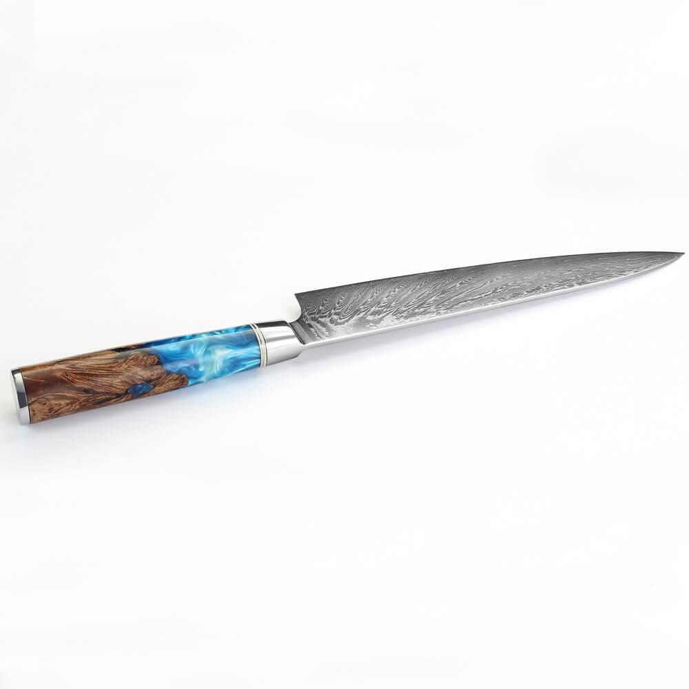 Deep Blue 8 inch Damascus Chef Knife with Resin Handle – Zeekka