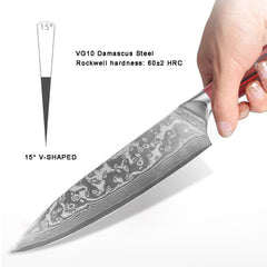 8 Piece Damascus Chef Knife Set - Letcase