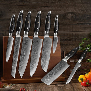 8-Piece Damascus Chef Knife Set With VG10 Steel Core - Letcase