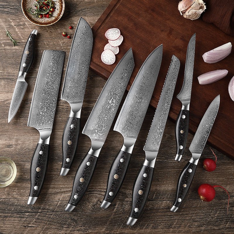 8-Piece Damascus Chef Knife Set With VG10 Steel Core - Letcase