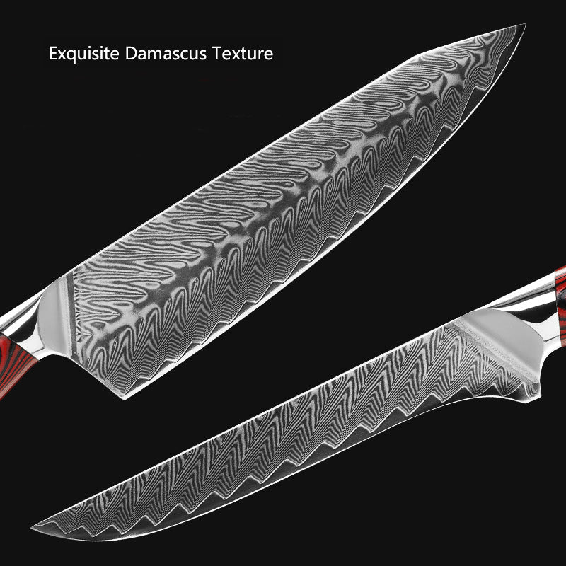 8-Piece Damascus Kitchen Knife Set With G10 Handle - Letcase