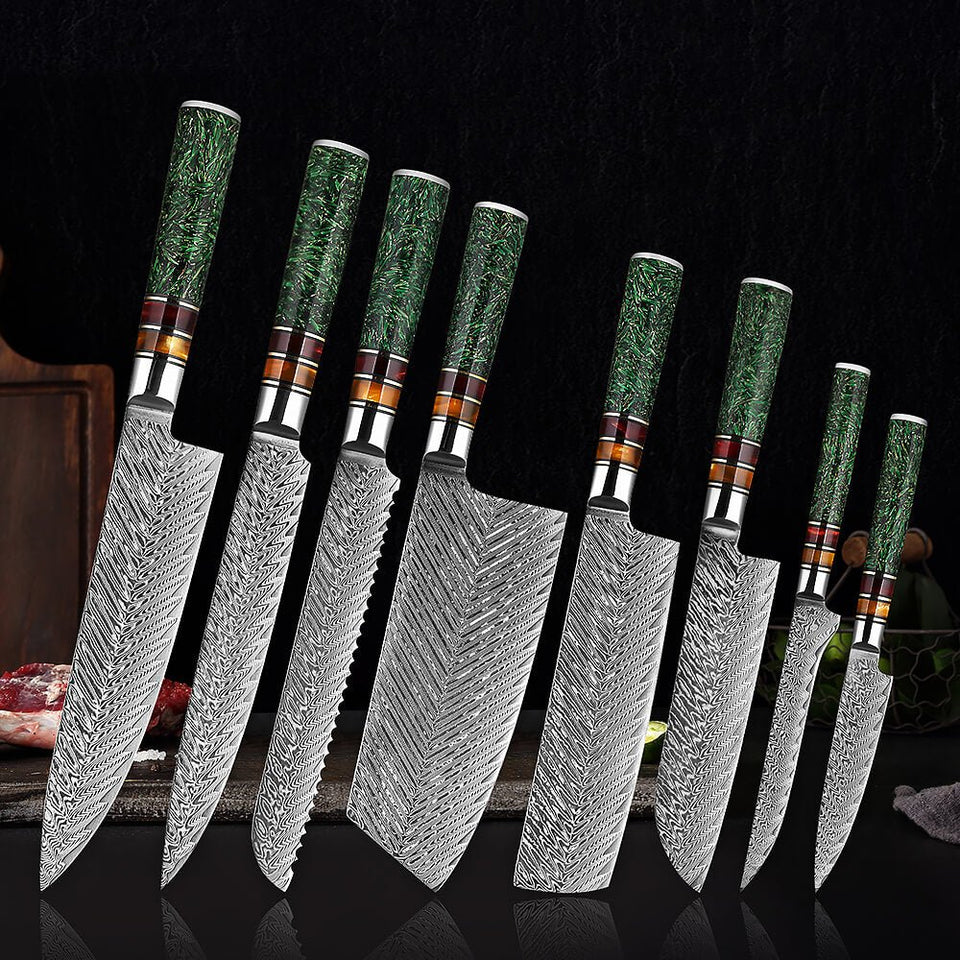 8pc Damascus Steel Knife Set