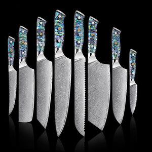 8 Piece Japanese Damascus Chef Knives Set - Letcase