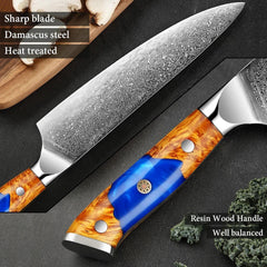 8-Piece Japanese Damascus Kitchen Knife Set - Letcase