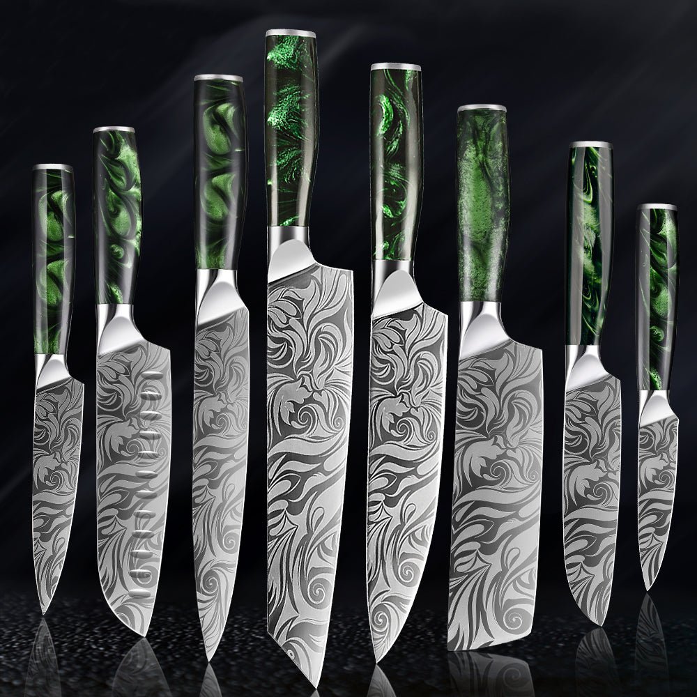 10PCS Kitchen Knives Set Chef Knife Stainless Steel Damascus w