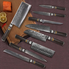 9 Piece Japanese Knife Set, Damascus Chef Knife Set - Letcase