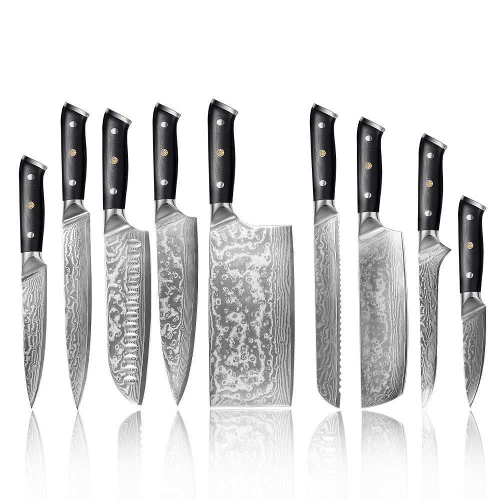 9 Piece Kitchen Knife Set, Damascus Chef Knife Set - Letcase