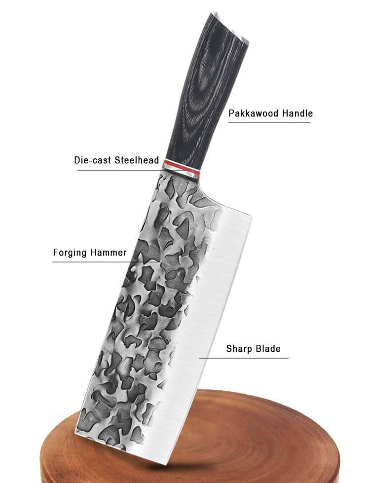 Chinese Vegetable Cleaver, 7 Inch Blade With Pakkawood Handle - Letcase