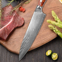 Damascus Blade Kitchen Knives, Chaff Resin Handle - Letcase