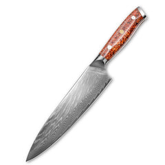 Damascus Blade Kitchen Knives, Chaff Resin Handle - Letcase