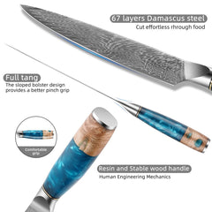 Damascus Kitchen Knife Set 5 Piece Cleaver Knife Set - Letcase