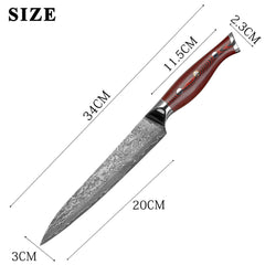 Damascus Slicing Knife VG-10 Steel Core 67 Layer, G-10 Handle - Letcase