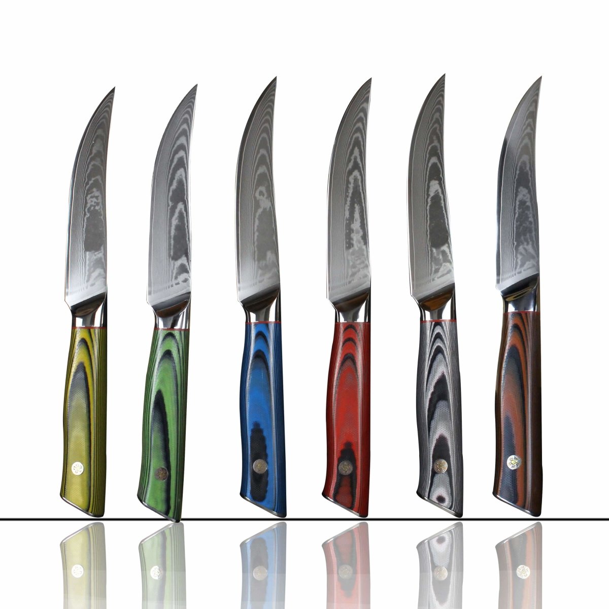 Damascus steak knife set of 6 Japanese AUS-10 Steel - Letcase