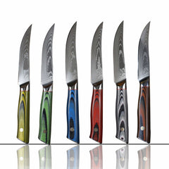 Damascus steak knife set of 6 Japanese AUS-10 Steel - Letcase