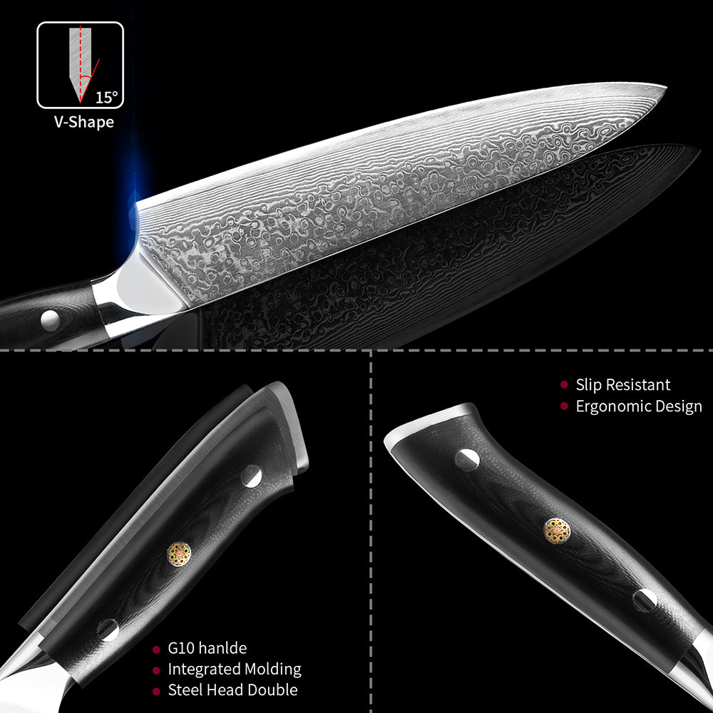 Damascus Steel Knife Set, Professional Japanese Chef Knives - Letcase