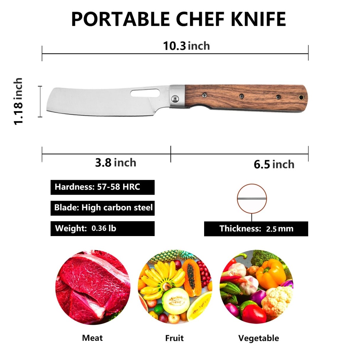 Folding Chef Knife For Kitchen Camping BBQ - Letcase