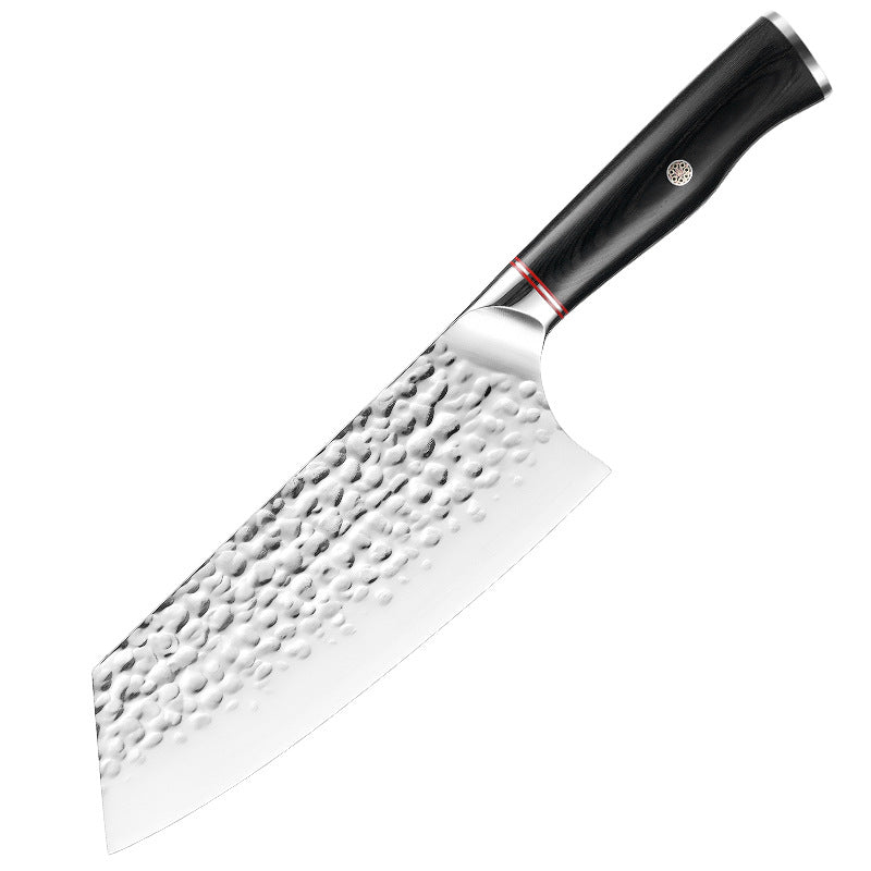 Hammered Kitchen Knife Set, High-Carbon Stainless Steel Blade and Black Handle - Letcase