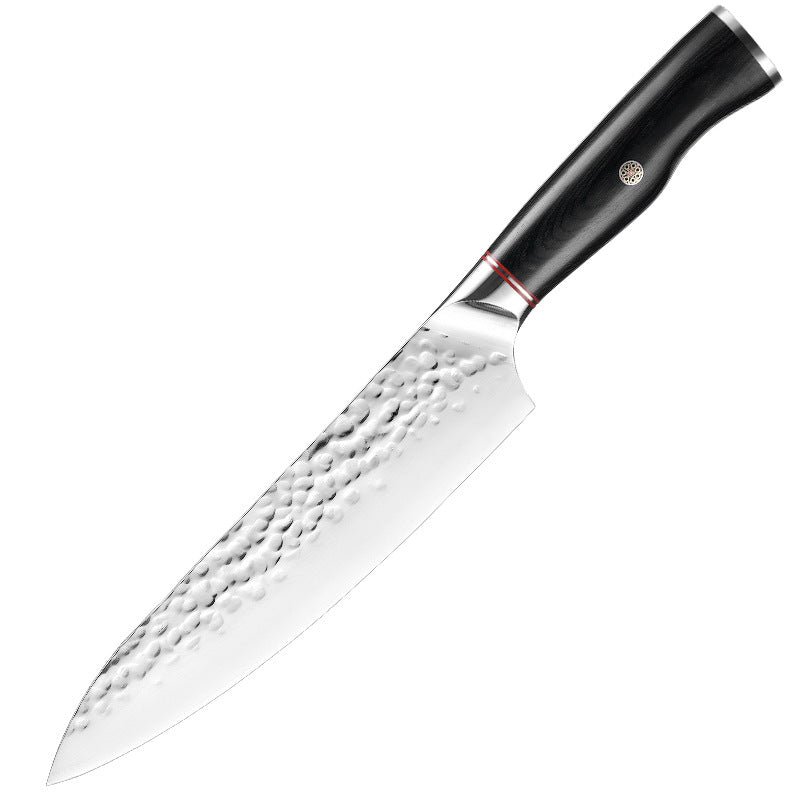 Hammered Kitchen Knife Set, High-Carbon Stainless Steel Blade and Black Handle - Letcase